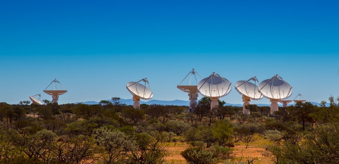 Dishes of the ASKAP radio telescope in the Western Australian outback