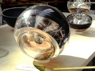 An ANTARES optical module, a glass sphere housing a photomultiplier